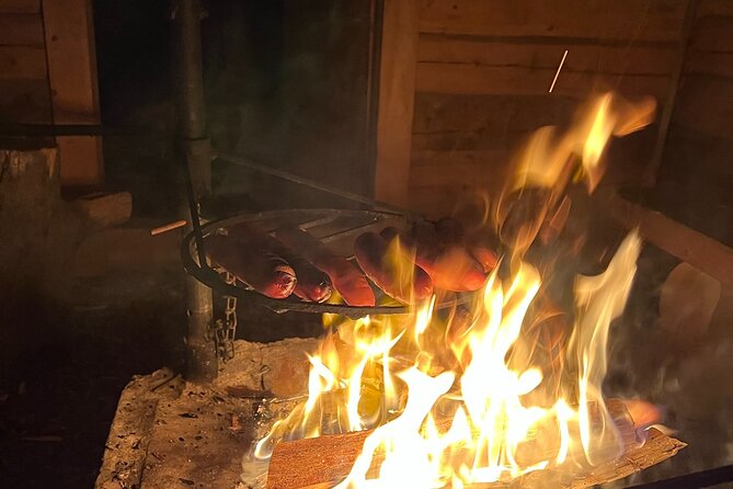 Arctic Reindeer Farm Experience with Snowshoeing in the Wild - The cabin, fire, and homemade food