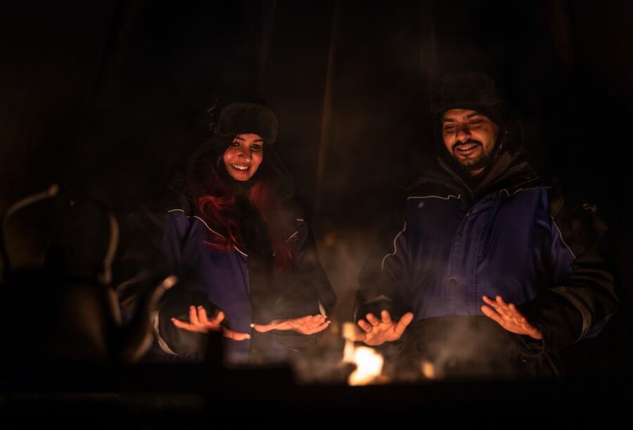 Ivalo: Lake Inari Northern Lights Tour w/ Reindeer & Dinner - Tina and Tapio’s island setting