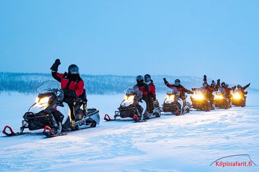Kilpisjärvi: Border of Three Countries Snowmobile Safari - Through the snowy birch forest
