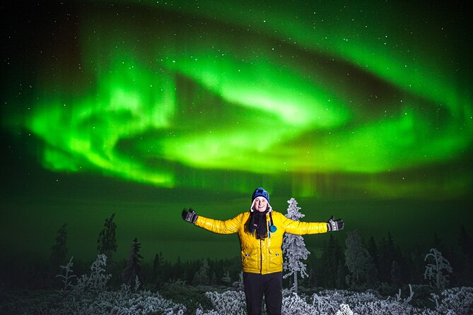 Night Snowshoeing Adventure under the Northern Lights - The Northern Lights search