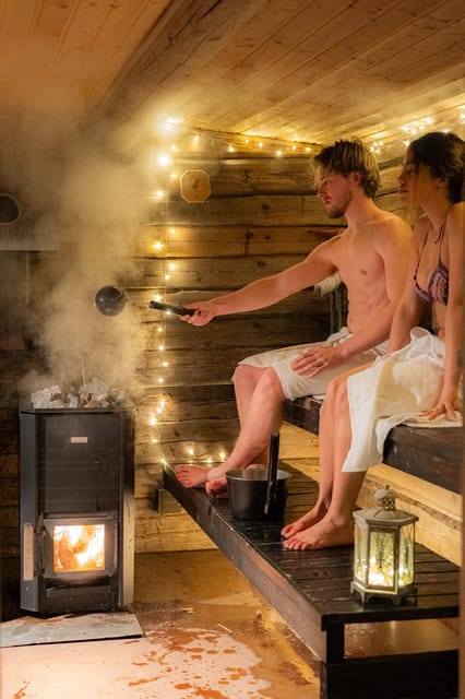 Rovaniemi: Private Sauna and Ice Swimming Tour with Snacks - What happens when you reach the wooden sauna
