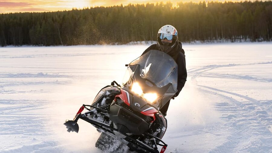 Rovaniemi: Snowmobile Safari, Reindeer & Husky Sleigh Ride - Meeting the huskies before the short ride