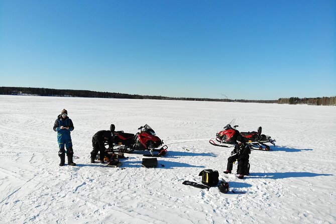 Snowmobile and Ice Fishing Excursion (private tour) - The first ride across frozen water