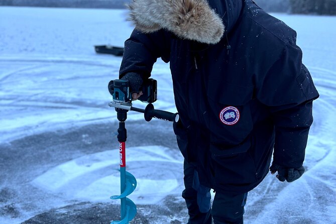 VIP Ice Fishing "ICEBREAKER" Lunch in Glass Igloo - Snowmobile time for adults and children