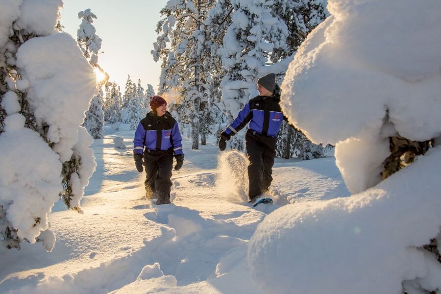 Ylläs: Forest Hike with Snowshoes - Reaching the frozen marsh for the main pause
