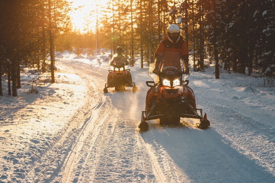 Ylläs: Snowmobile Tour to Arctic Snow Village & Snack - Entering Snow Village, a hotel built for the cold